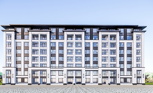 New Chinese-style Residential Building 3d model