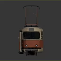 Vintage Red And Cream Tram With Roof Pantograph And Multiple Windows Design