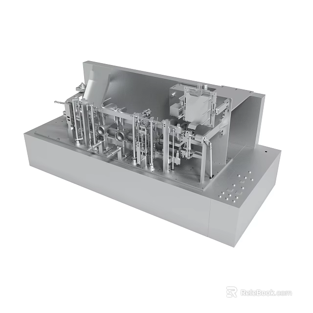 Industrial Metal Machinery Model with Mechanical Components and Structural Frame 3d model