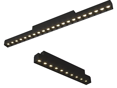 Two Black Long Strip LED Grille Lights Bright Indoor Lighting Fixtures 3d model