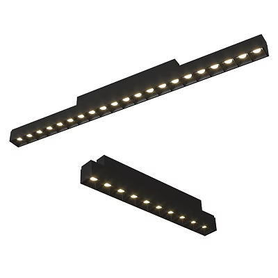 Two Black Long Strip LED Grille Lights Bright Indoor Lighting Fixtures 3d model