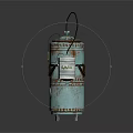 Rusted Teal Vintage Industrial Equipment With Metal Structure Top Chimney And Black Cable