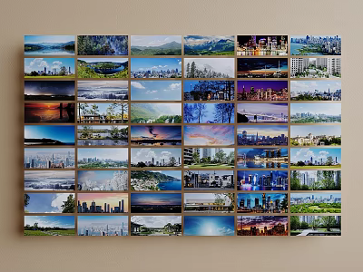 Home Decor Wall Collage with Multiple City and Nature Scenery 3d model