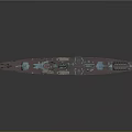 Old Warship Vessel With Blue Gray Hull Rusty Bottom And Deck Equipment