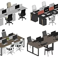 Modern Office Desks With Computers Chairs Storage Drawers And Partition Design