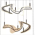 Modern Metallic Streamlined Chandelier With Curved Illuminated Sleek Design For Interiors