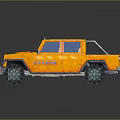 Orange Pixel Art Jeep Off Road Vehicle With Roof Lights And Large Tires
