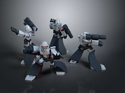 Multiple Robot Character Models With Different Designs And Poses 3d model