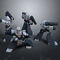 Multiple Robot Character Models With Different Designs And Poses 3d model