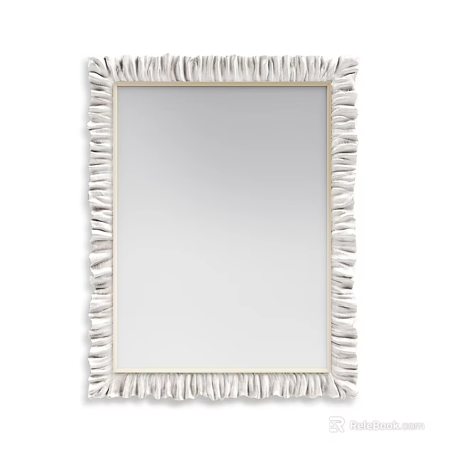 Elegant White Mirror With Ruffled Frame For Modern Interior Decorative Design 3d model