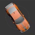 Orange Sports Car with Black Stripes Rear Spoiler Black Wheels and Aerodynamic Design