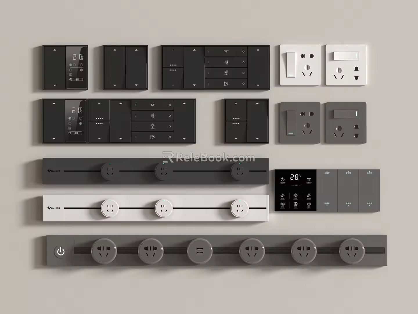Modern socket switch socket rail socket smart switch removable plug 3d model