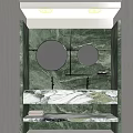 Modern Public Restroom With Marble Wall Double Mirror Vanity And Sink 3d model