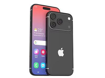 Apple Smartphone Featuring Triple Camera Black Design And Screen With App Icons Weather 3d model