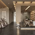 Serene Chinese Clubhouse With Massage Chairs Wooden Decor And Dining Space