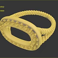 Gold Ring With Braided Band Oval Hollow Design And Dotted Details