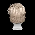 Game and Movie Character Head Model With Blonde Curly Hair On Black Background