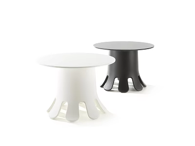 White And Black Round Coffee Tables With Modern Design And Stylish Legs 3d model