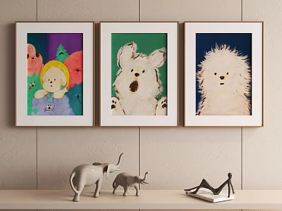 Decorative Painting Cartoon Animal Dog Hanging Painting 3d model