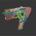 Blue And Gray Toy Gun With Futuristic Design Red Accents And Detailed Structure