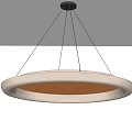 Minimalist White Round Pendant Light Hanging With Soft Light In Modern Room