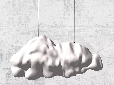 Modern Cloud Shaped Chandelier With Soft Textured Design Hanging Against Gray Wall 3d model