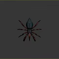 3D Model Spider With Blue Green Body And Red Textured Legs On Gray Background