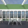 Green Exterior Door Window Storefront With Glass Doors Signage And Green Plants