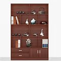 Dark Brown Display Shelf With Multiple Compartments Books Vases And Decorative Items 3d model