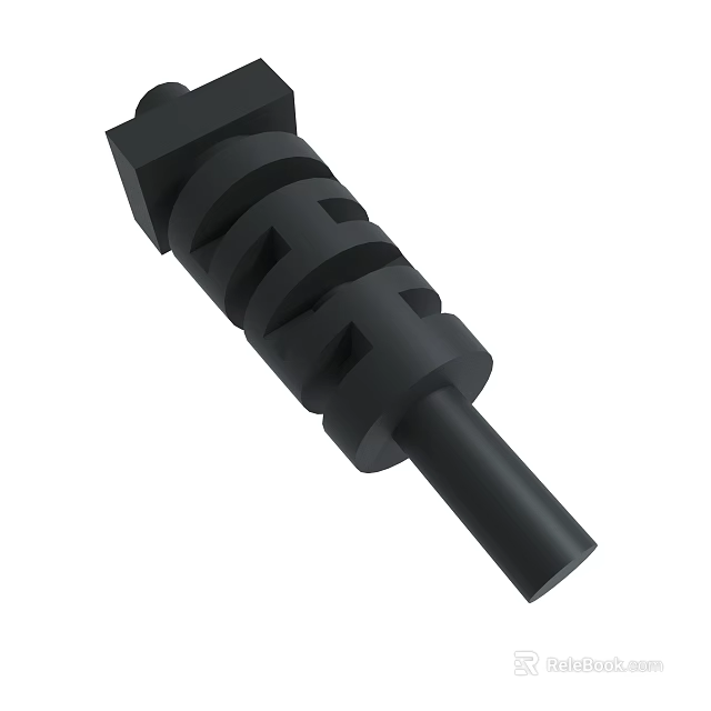 Detailed Black Mechanical Spiral Component With Cylindrical Shape And Industrial Design 3d model 