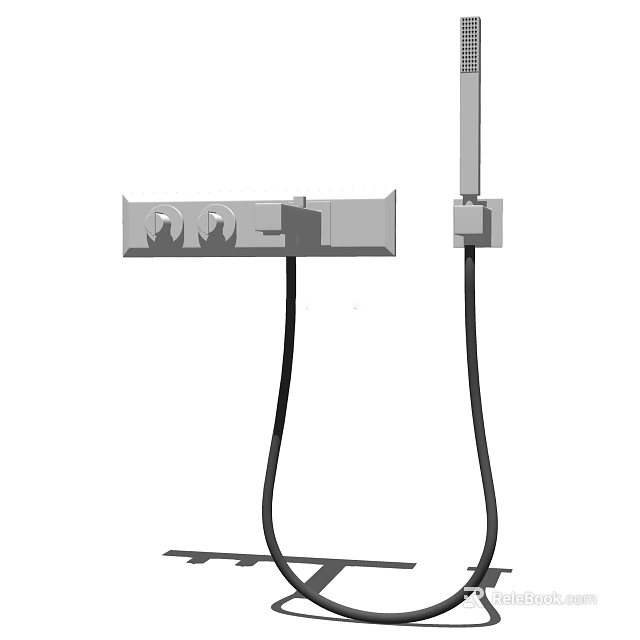 Modern Shower System With Control Knobs And Handheld Hose Design 3d model 