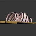 Elegant Pink Strap Sandals With Pearl Decorations And Golden Soles For Women