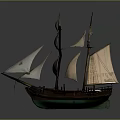 Vintage Wooden Sailing Ship Model With White Sails And Historical Design