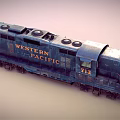 Vintage Western Pacific Train Locomotive With Blue Body And Yellow Stripes