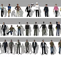 Modern multiplayer business office figure standing man 3d model