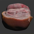 Fresh Peeled Grapefruit With Pink Juicy Flesh On Black Reflective Surface