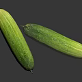 Fresh Green Cucumbers With Vibrant Skin On Dark Reflective Surface 3d model