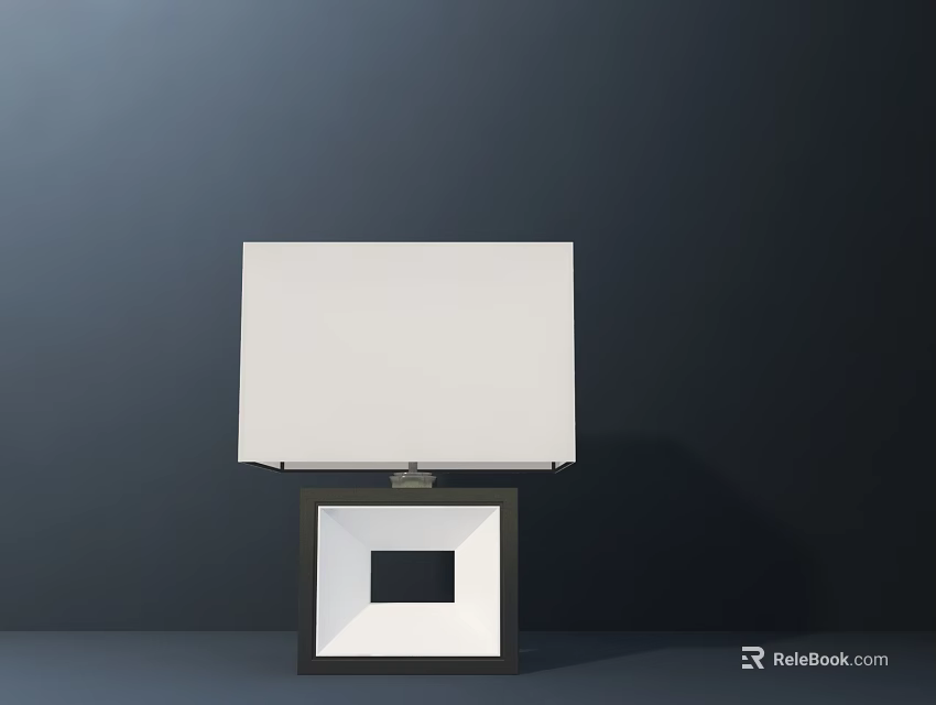Minimalist Table Lamp With White Square Shade And Black Base Design 3d model