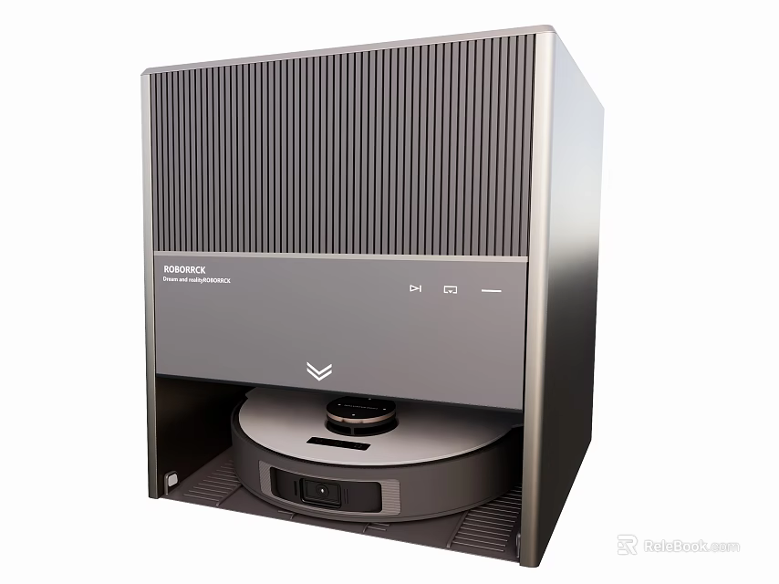 Smart Cleaning Machine With Modern Gray Design Ventilated Panel And Docking Station 3d model 