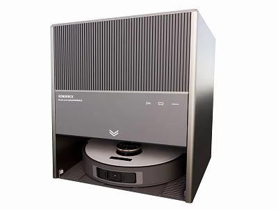 Smart Cleaning Machine With Modern Gray Design Ventilated Panel And Docking Station 3d model