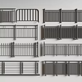 Various Metal Fence Designs With Different Rail Patterns For Outdoor Use 3d model