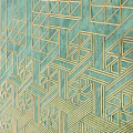 Modern Teal And Gold Wall Decor With Geometric Patterns And Line Design 3d model
