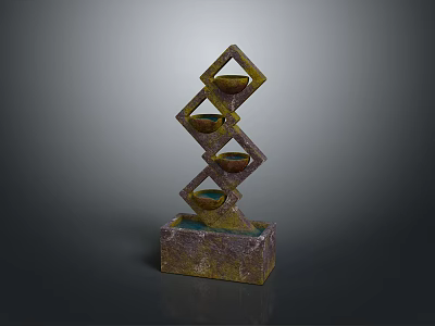 Decorative Geometric Sculpture With Multi Tiered Diamond Frames And Bowl Holders 3d model