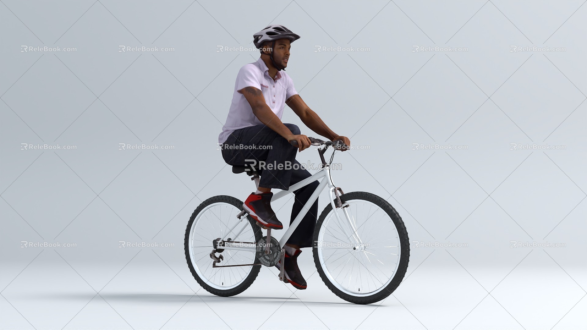 People ride a bike. 3d model