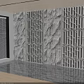 Modern Interior Background Wall With Stone Texture And Vertical Lattice Design 3d model