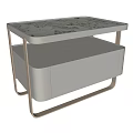 Modern Light Gray Side Table With Perforated Top Metal Frame And Storage Drawer