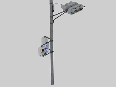 Traffic Sign And Traffic Light Mounted On Street Pole For Road Guidance 3d model