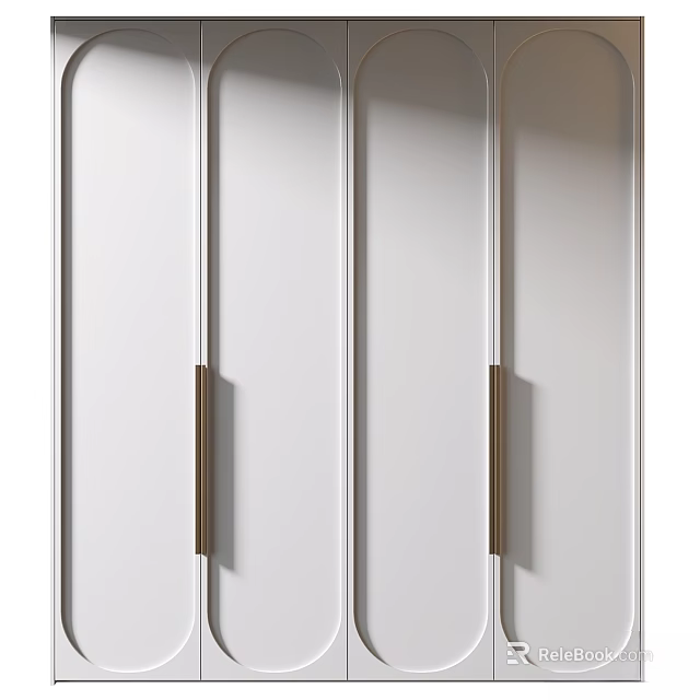 Modern White Storage Cabinet Featuring Sleek Gold Handles For Home Organization 3d model 