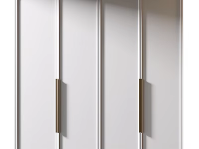 Modern White Storage Cabinet Featuring Sleek Gold Handles For Home Organization 3d model