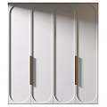 Modern White Storage Cabinet Featuring Sleek Gold Handles For Home Organization